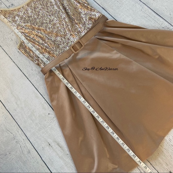 The Limited champagne sequin satin belted a-line party dress *shop@iamwarrior - Picture 7 of 10